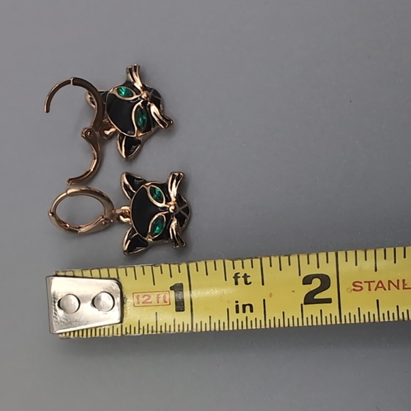 NWOT Statement Halloween Jewelry Black Cat Brooch with Black Cat Earrings - Picture 6 of 9